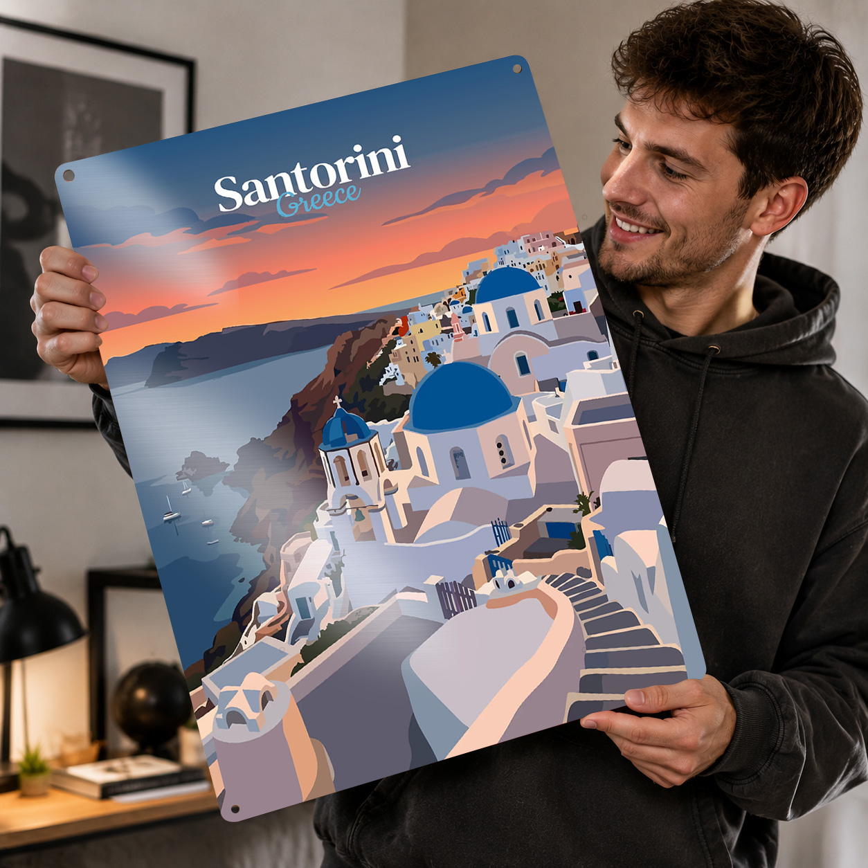 Travel Accessories Greece - Santorini Yunanistan Seyahati Kişiselleştirilmiş 3D Dokulu