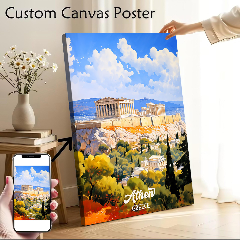 Travel Accessories Greece - Atina Yunanistan Seyahat Tuval Poster Duvar
