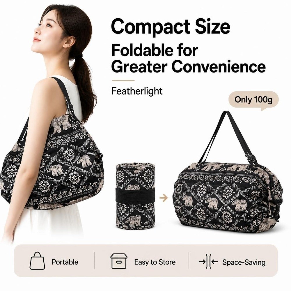 Travel Accessories Market - Japon Büyük Kapasiteli Alışveriş Çantası, Saplı,