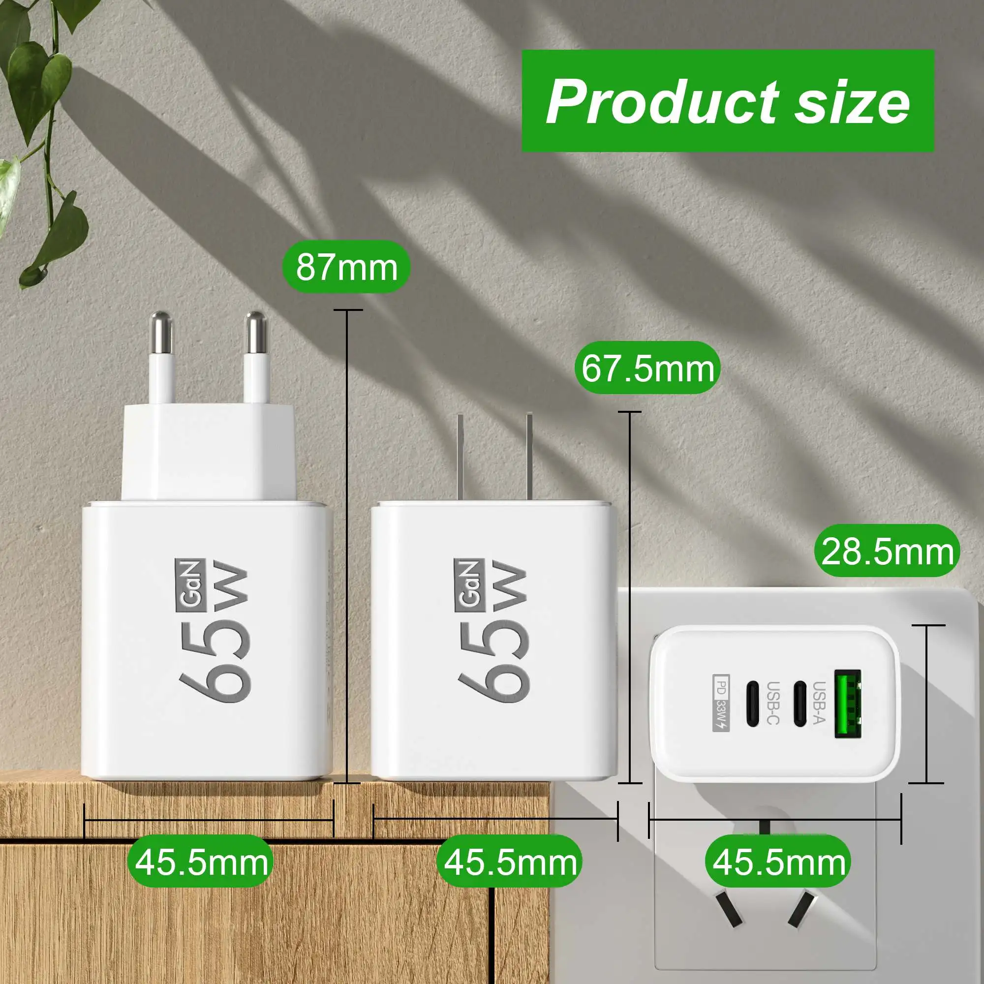 Travel Accessories Iphone - Katlanabilir 65W GaN 3 Bağlantı Noktalı