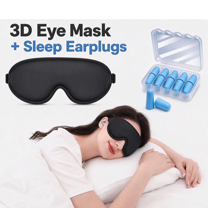Earplug Set Foam - 3D Kontürlü Hafızalı Köpük Uyku Maskesi